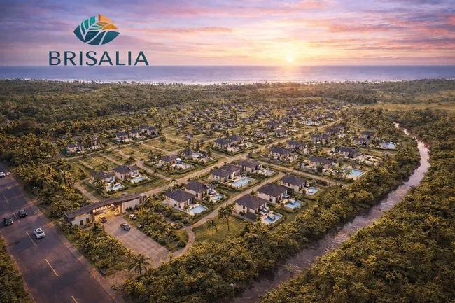 Imagen conceptual aérea de Brisalia. Viviendas ilustrativas.