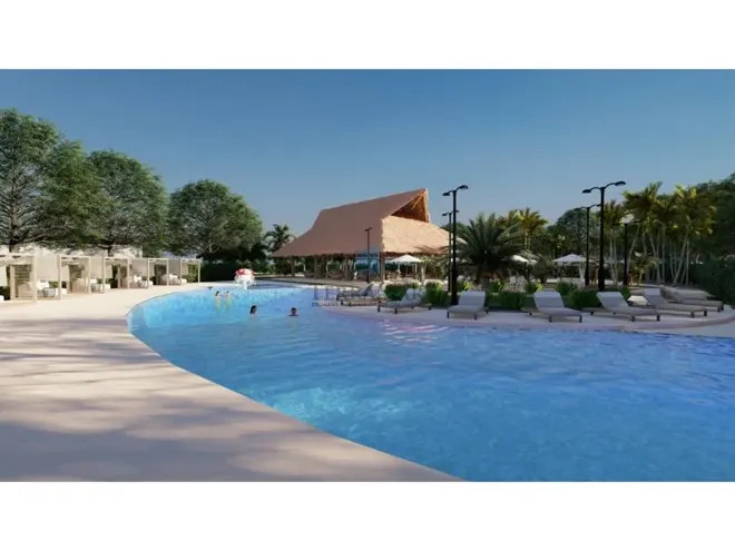 Render de la piscina del proyecto campestre sobre la Troncal de Occidente.