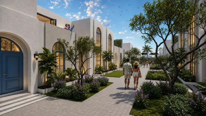 Imagen conceptual del entorno arquitectónico mediterráneo. Viviendas no incluidas.
