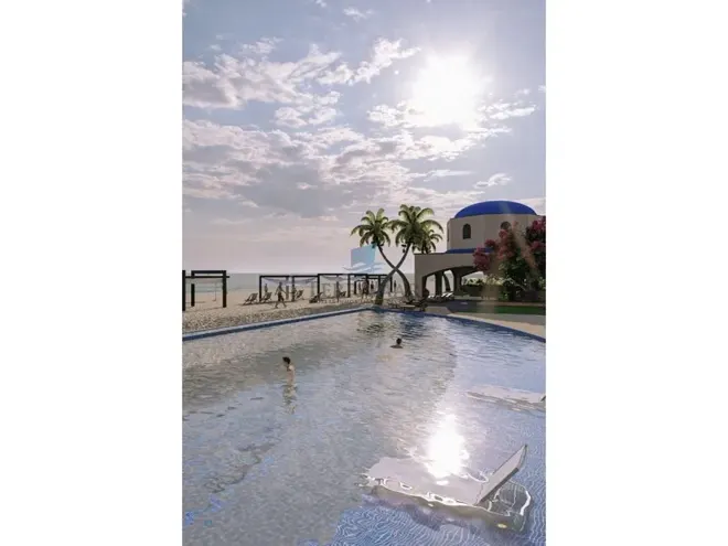 Render de las zonas de agua del proyecto frente al mar.