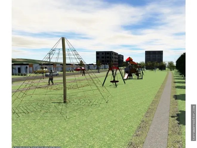 Render de la zona infantil de Villa Esmeralda.